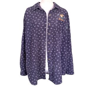 Vintage 90’s Disney Pooh Tigger Cotton Corduroy Button Down Shirt Sz L